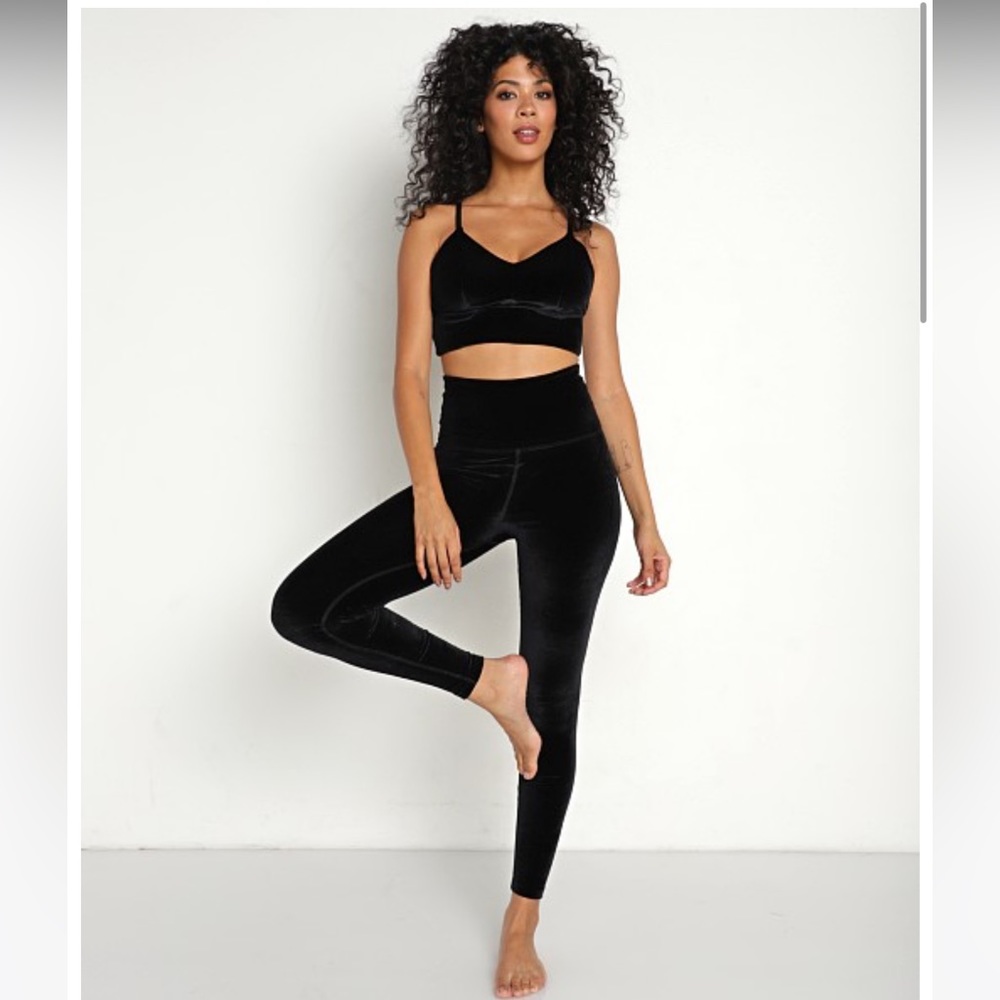 Velvet Motion High Waisted Midi Legging and cropped tank set.